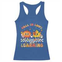 Autumn Teacher Racerback Tank Top Retro Fall In Love With Learning Thanksgiving Pumpkin - Wonder Print Shop