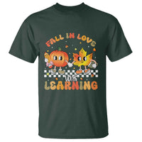 Autumn Teacher T Shirt Retro Fall In Love With Learning Thanksgiving Pumpkin - Wonder Print Shop