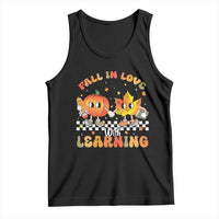 Autumn Teacher Tank Top Retro Fall In Love With Learning Thanksgiving Pumpkin - Wonder Print Shop