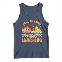 Autumn Teacher Tank Top Retro Fall In Love With Learning Thanksgiving Pumpkin - Wonder Print Shop