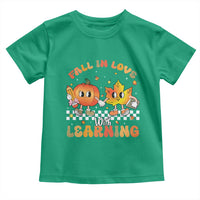 Autumn Teacher Toddler T Shirt Retro Fall In Love With Learning Thanksgiving Pumpkin - Wonder Print Shop