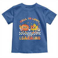 Autumn Teacher Toddler T Shirt Retro Fall In Love With Learning Thanksgiving Pumpkin - Wonder Print Shop