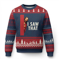 Funny Jesus I Saw That Ugly Christmas Sweater Retro Christian Meme