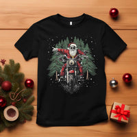 Christmas Motorcycle T Shirt Santa Biker Riding Motorcycle - Wonder Print Shop