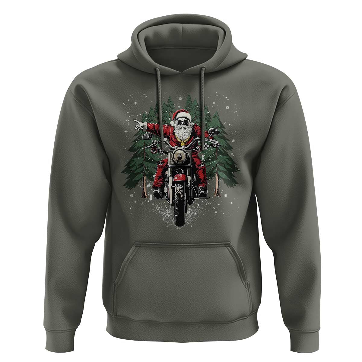 Christmas Motorcycle Hoodie Santa Biker Riding Motorcycle