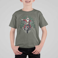 Christmas Motorcycle T Shirt For Kid Santa Biker Riding Motorcycle - Wonder Print Shop