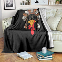 Funny Turkey Face Throw Blanket Family Matching Native Hat Cute Fall Thanksgiving - Wonder Print Shop