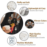 Funny Turkey Face Throw Blanket Family Matching Native Hat Cute Fall Thanksgiving - Wonder Print Shop