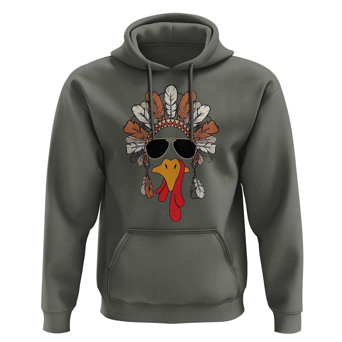 Funny Turkey Face Hoodie Family Matching Native Hat Cute Fall Thanksgiving