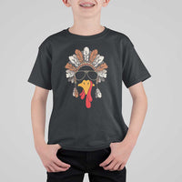 Funny Turkey Face T Shirt For Kid Family Matching Native Hat Cute Fall Thanksgiving - Wonder Print Shop
