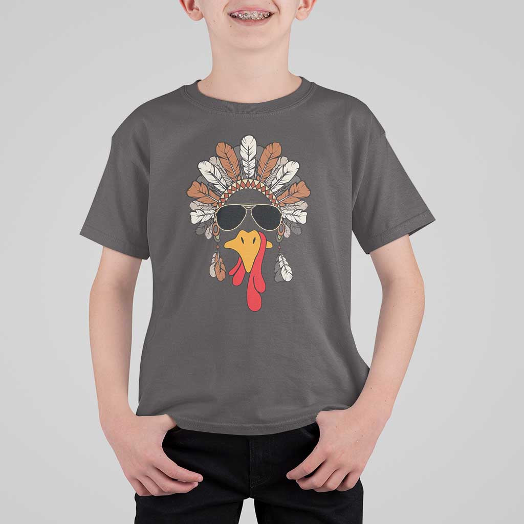Funny Turkey Face T Shirt For Kid Family Matching Native Hat Cute Fall Thanksgiving - Wonder Print Shop