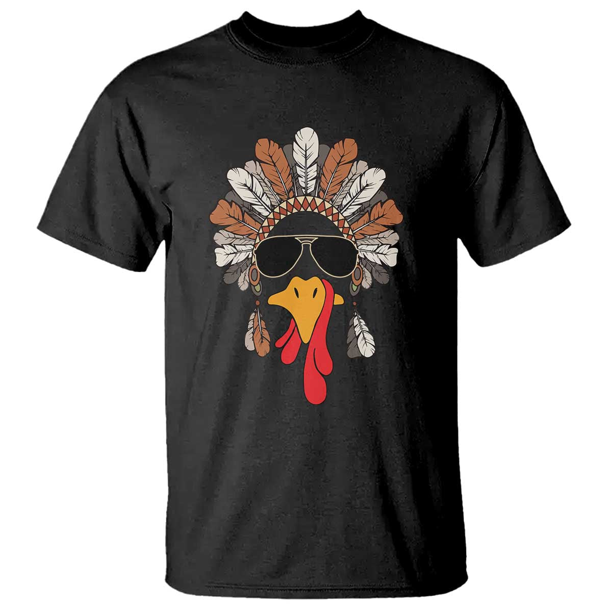 Funny Turkey Face T Shirt Family Matching Native Hat Cute Fall Thanksgiving - Wonder Print Shop