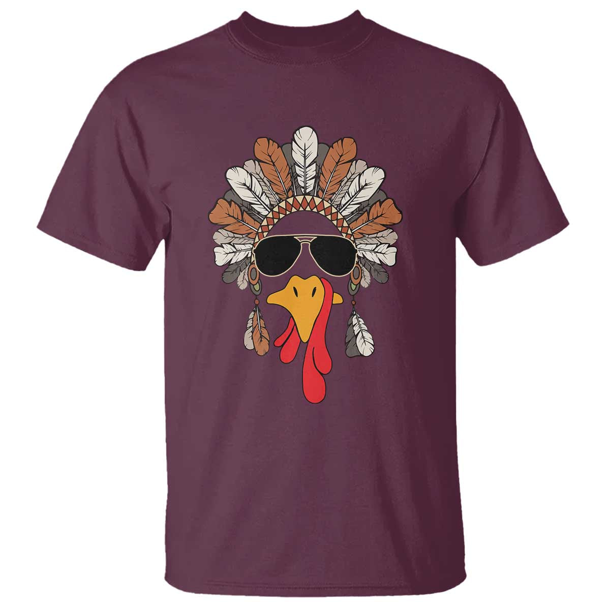 Funny Turkey Face T Shirt Family Matching Native Hat Cute Fall Thanksgiving - Wonder Print Shop