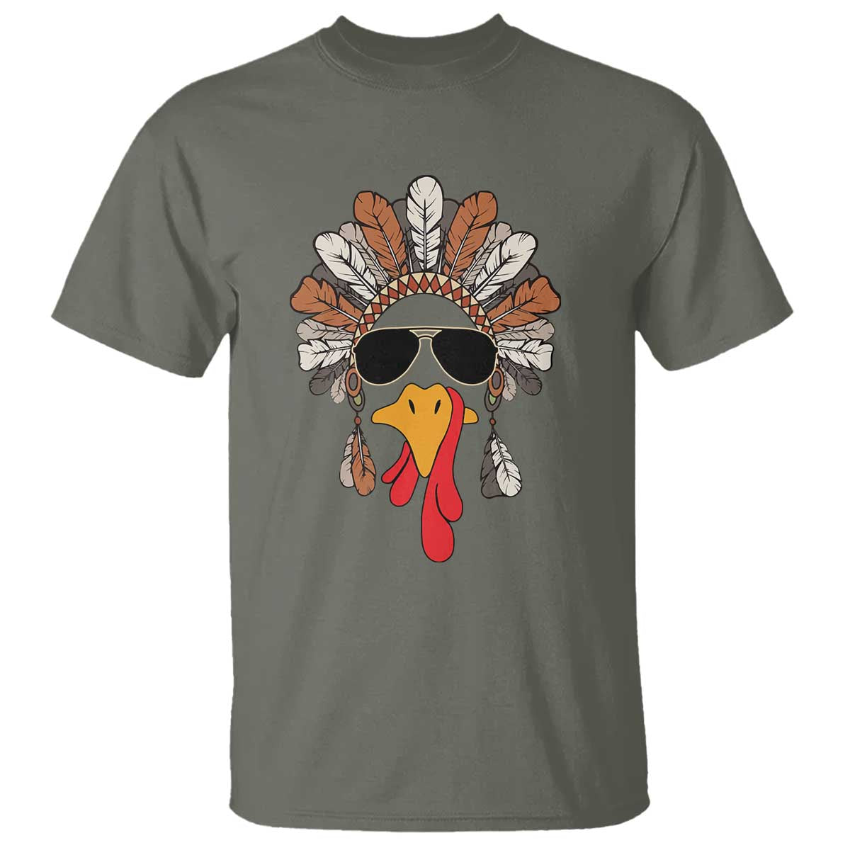 Funny Turkey Face T Shirt Family Matching Native Hat Cute Fall Thanksgiving - Wonder Print Shop