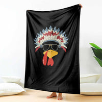 Funny Turkey Face Throw Blanket Thanksgiving Family Group Native American Costumes - Wonder Print Shop