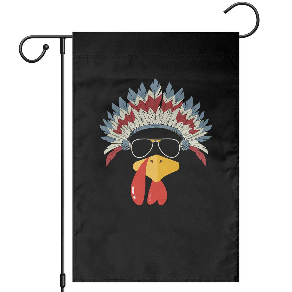 Funny Turkey Face Garden Flag Thanksgiving Family Group Native American Costumes - Wonder Print Shop
