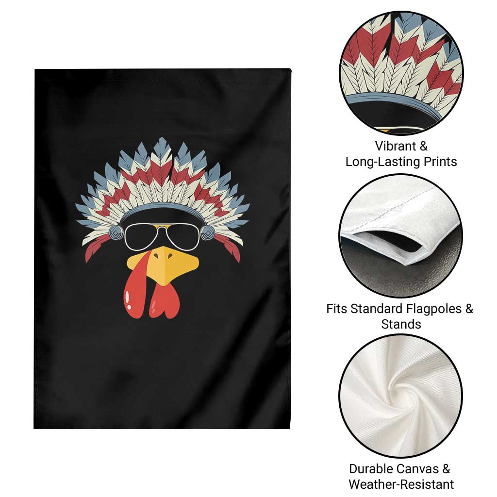 Funny Turkey Face Garden Flag Thanksgiving Family Group Native American Costumes - Wonder Print Shop