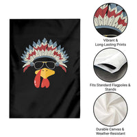 Funny Turkey Face Garden Flag Thanksgiving Family Group Native American Costumes - Wonder Print Shop