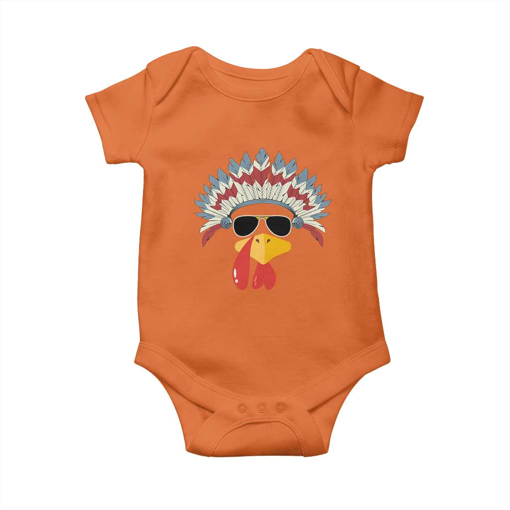 Funny Turkey Face Baby Onesie Thanksgiving Family Group Native American Costumes - Wonder Print Shop