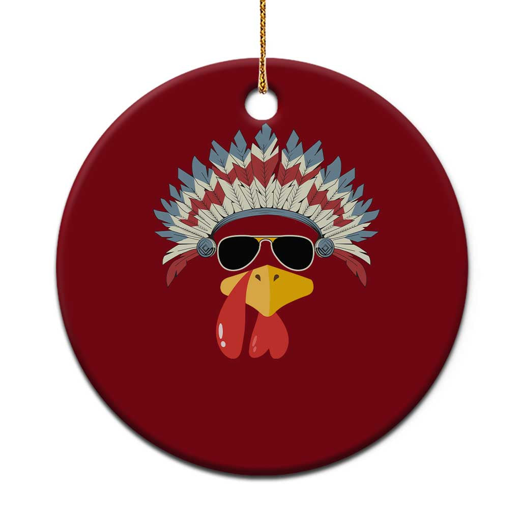 Funny Turkey Face Ceramic Ornament Thanksgiving Family Group Native American Costumes - Wonder Print Shop