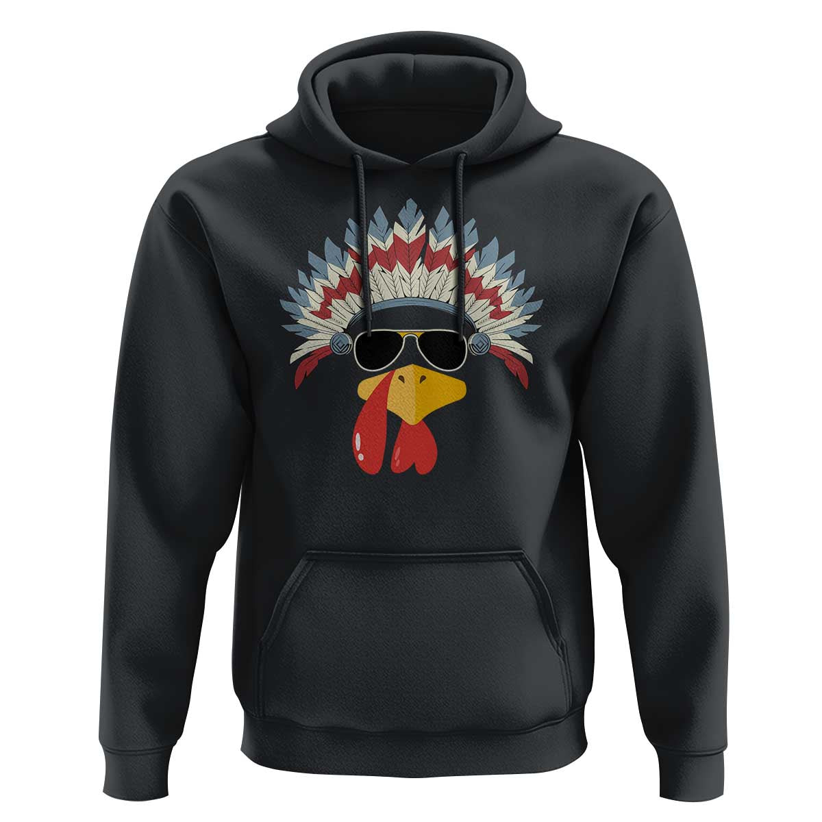 Funny Turkey Face Hoodie Thanksgiving Family Group Native American Costumes - Wonder Print Shop