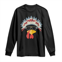 Funny Turkey Face Long Sleeve Shirt Thanksgiving Family Group Native American Costumes - Wonder Print Shop