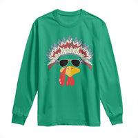 Funny Turkey Face Long Sleeve Shirt Thanksgiving Family Group Native American Costumes - Wonder Print Shop