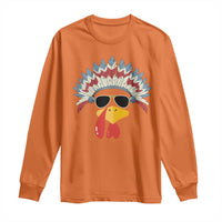 Funny Turkey Face Long Sleeve Shirt Thanksgiving Family Group Native American Costumes - Wonder Print Shop
