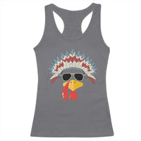 Funny Turkey Face Racerback Tank Top Thanksgiving Family Group Native American Costumes - Wonder Print Shop