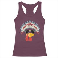 Funny Turkey Face Racerback Tank Top Thanksgiving Family Group Native American Costumes - Wonder Print Shop