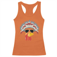 Funny Turkey Face Racerback Tank Top Thanksgiving Family Group Native American Costumes - Wonder Print Shop