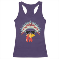 Funny Turkey Face Racerback Tank Top Thanksgiving Family Group Native American Costumes - Wonder Print Shop