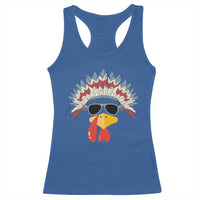 Funny Turkey Face Racerback Tank Top Thanksgiving Family Group Native American Costumes - Wonder Print Shop