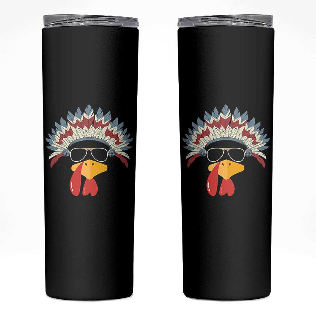 Funny Turkey Face Skinny Tumbler Thanksgiving Family Group Native American Costumes - Wonder Print Shop