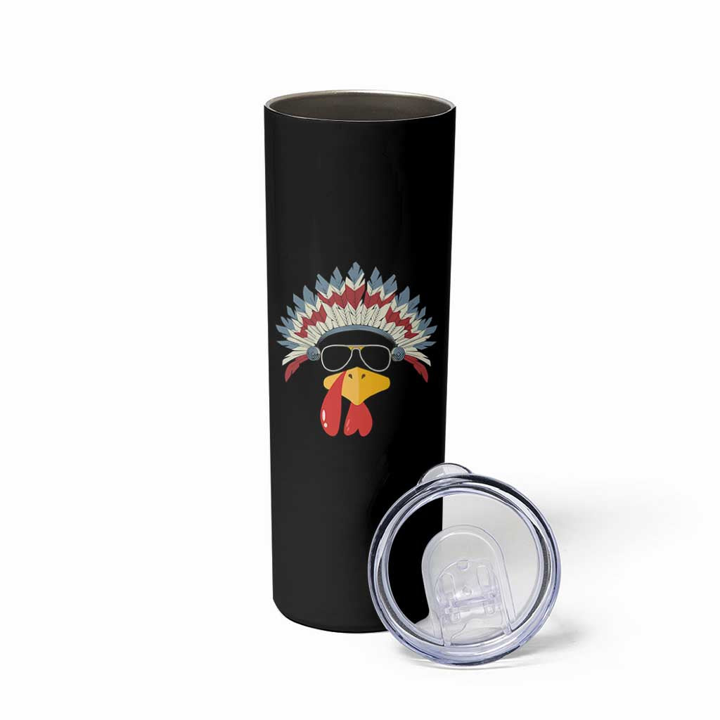 Funny Turkey Face Skinny Tumbler Thanksgiving Family Group Native American Costumes - Wonder Print Shop