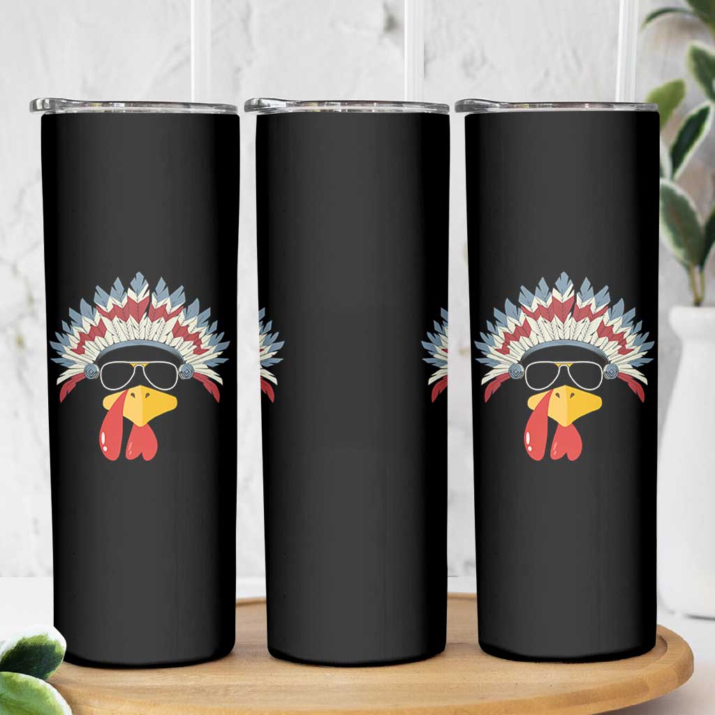 Funny Turkey Face Skinny Tumbler Thanksgiving Family Group Native American Costumes - Wonder Print Shop