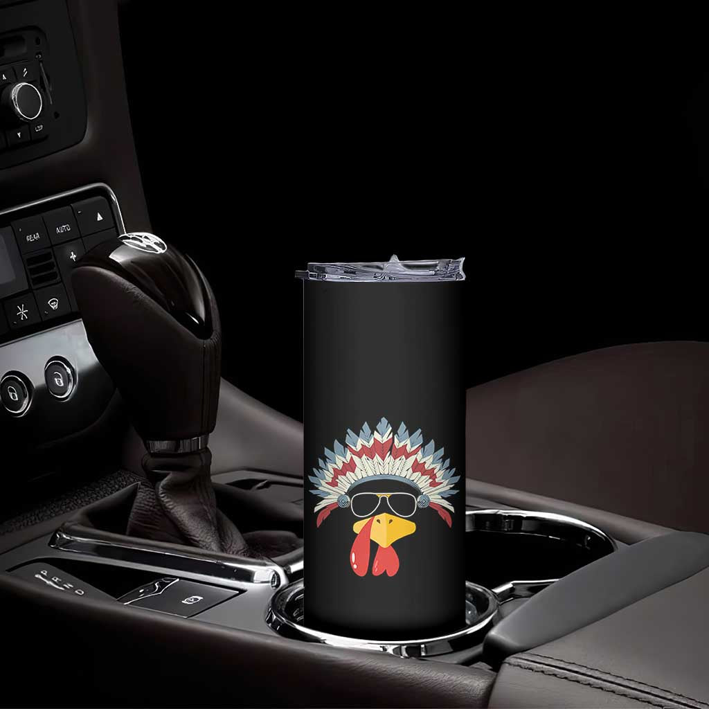 Funny Turkey Face Skinny Tumbler Thanksgiving Family Group Native American Costumes - Wonder Print Shop