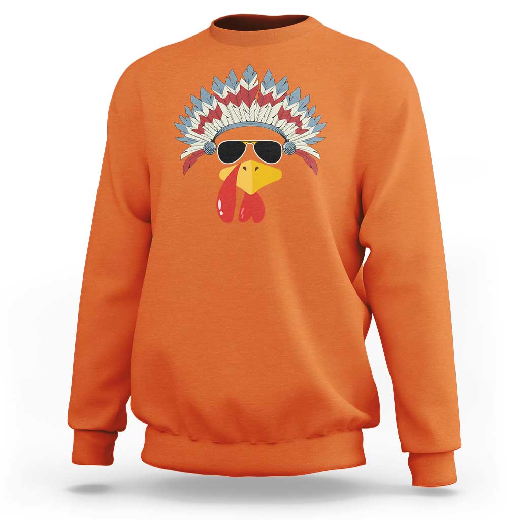Funny Turkey Face Sweatshirt Thanksgiving Family Group Native American Costumes - Wonder Print Shop