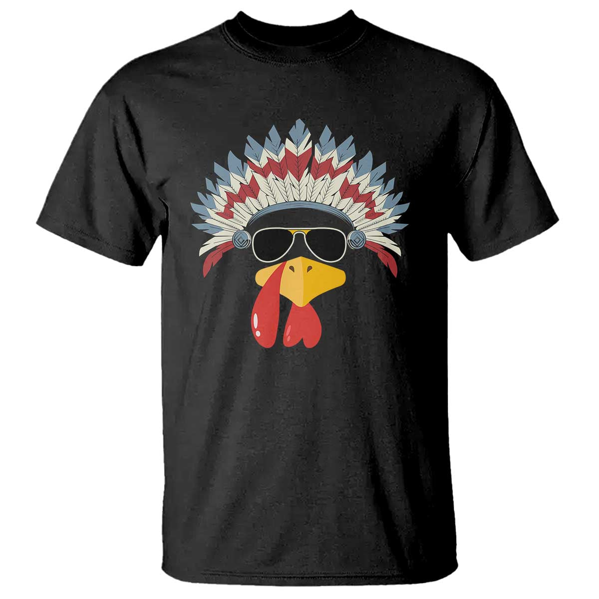 Funny Turkey Face T Shirt Thanksgiving Family Group Native American Costumes - Wonder Print Shop