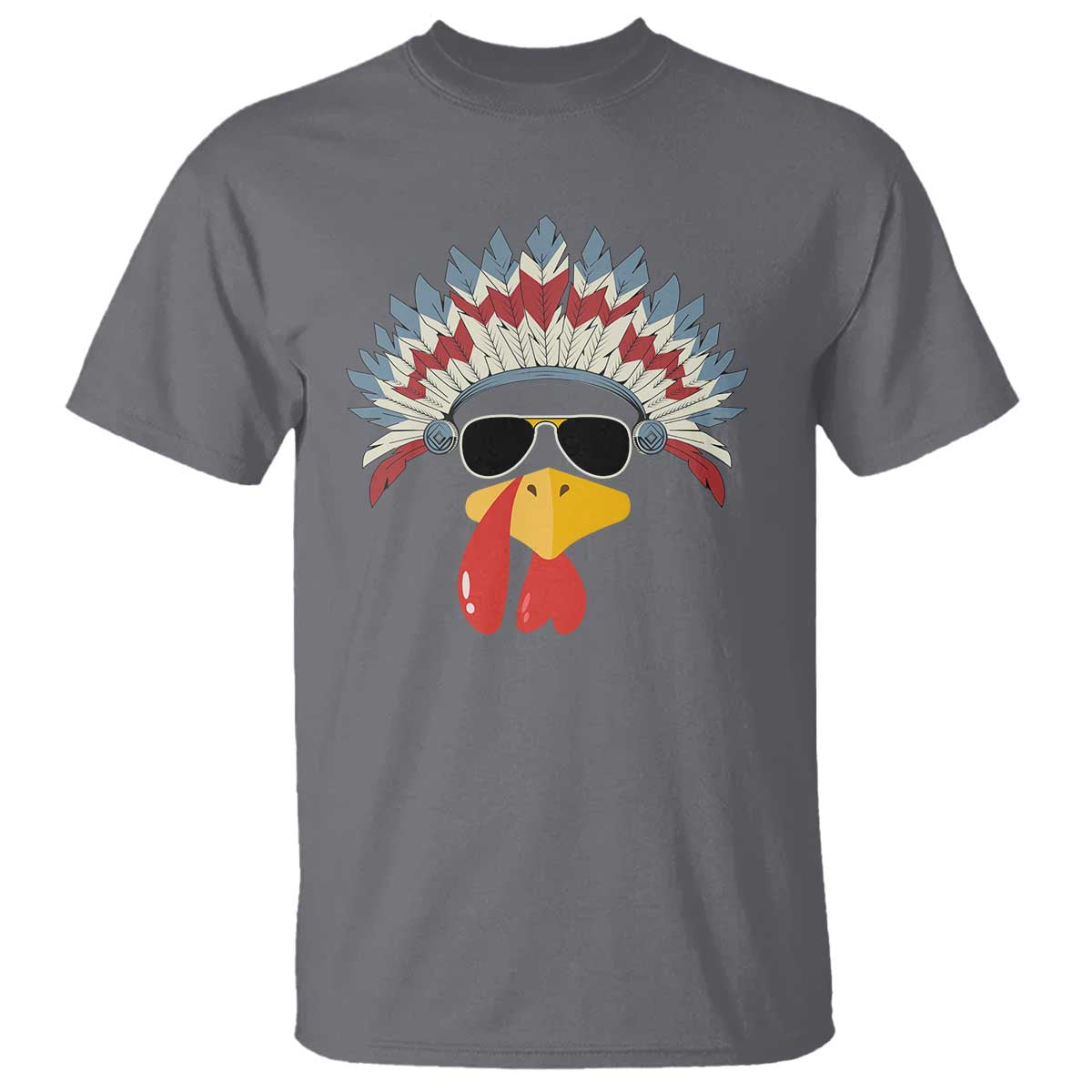 Funny Turkey Face T Shirt Thanksgiving Family Group Native American Costumes - Wonder Print Shop