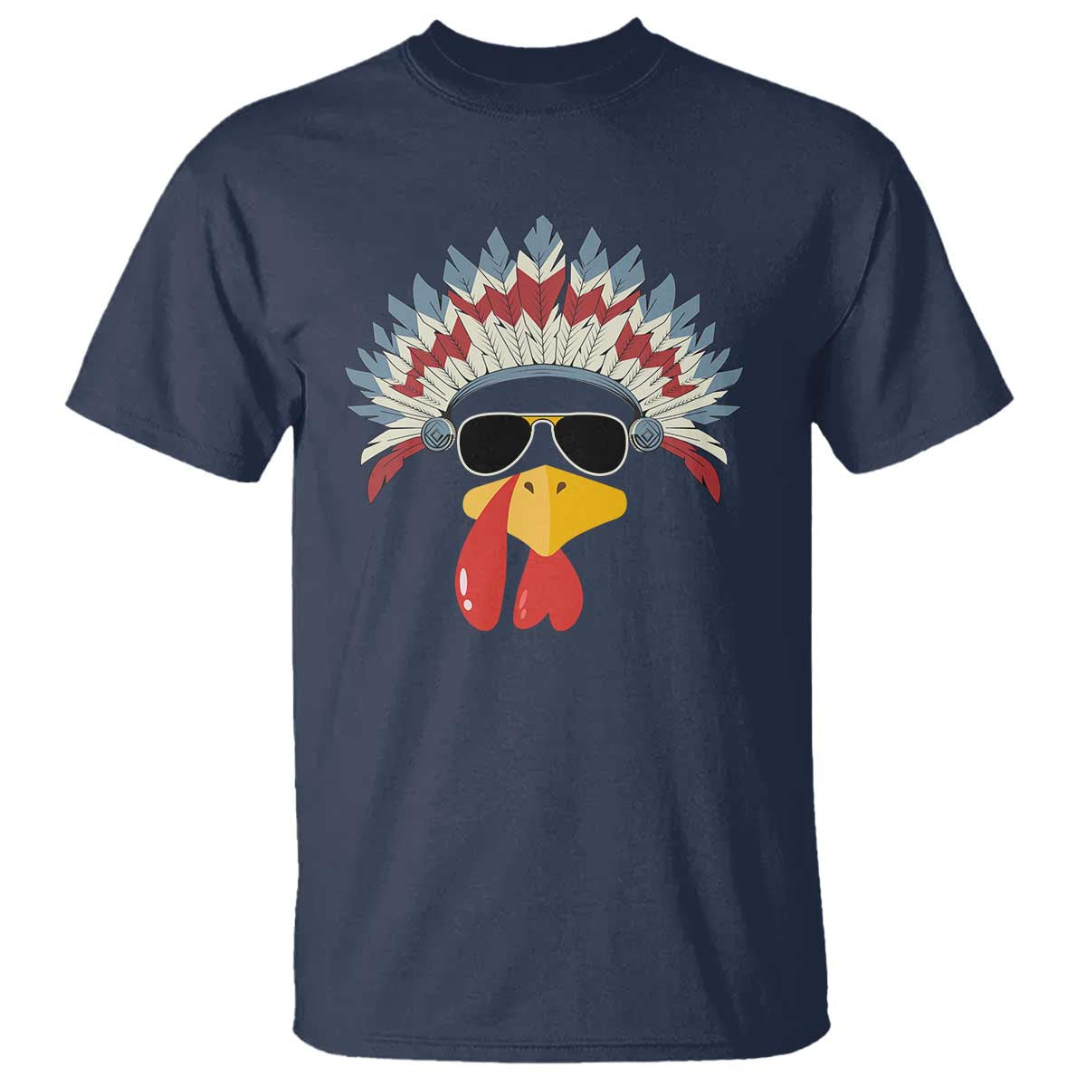 Funny Turkey Face T Shirt Thanksgiving Family Group Native American Costumes - Wonder Print Shop