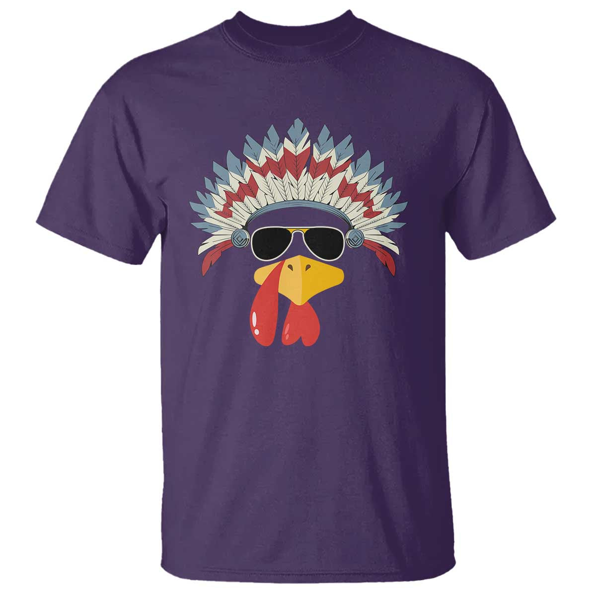 Funny Turkey Face T Shirt Thanksgiving Family Group Native American Costumes - Wonder Print Shop