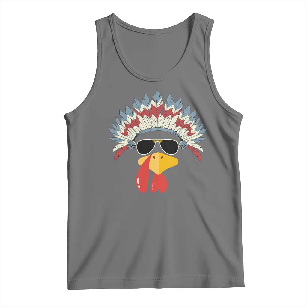 Funny Turkey Face Tank Top Thanksgiving Family Group Native American Costumes - Wonder Print Shop