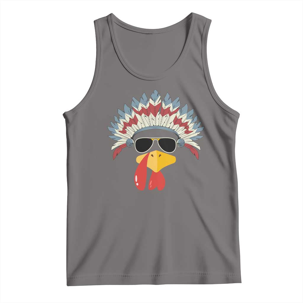 Funny Turkey Face Tank Top Thanksgiving Family Group Native American Costumes - Wonder Print Shop