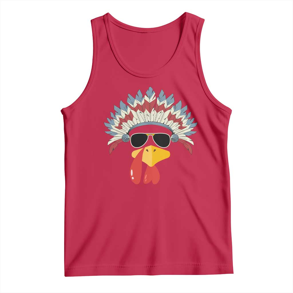 Funny Turkey Face Tank Top Thanksgiving Family Group Native American Costumes - Wonder Print Shop