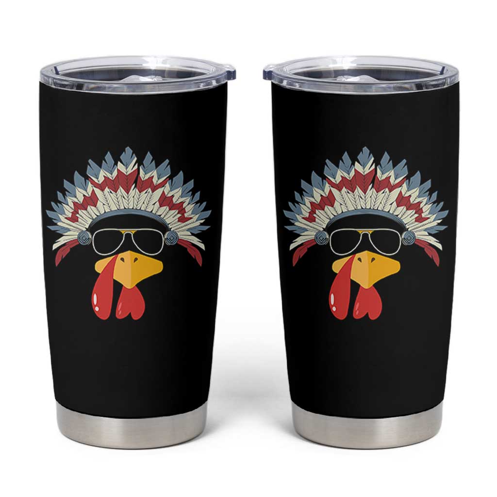 Funny Turkey Face Tumbler Cup Thanksgiving Family Group Native American Costumes - Wonder Print Shop