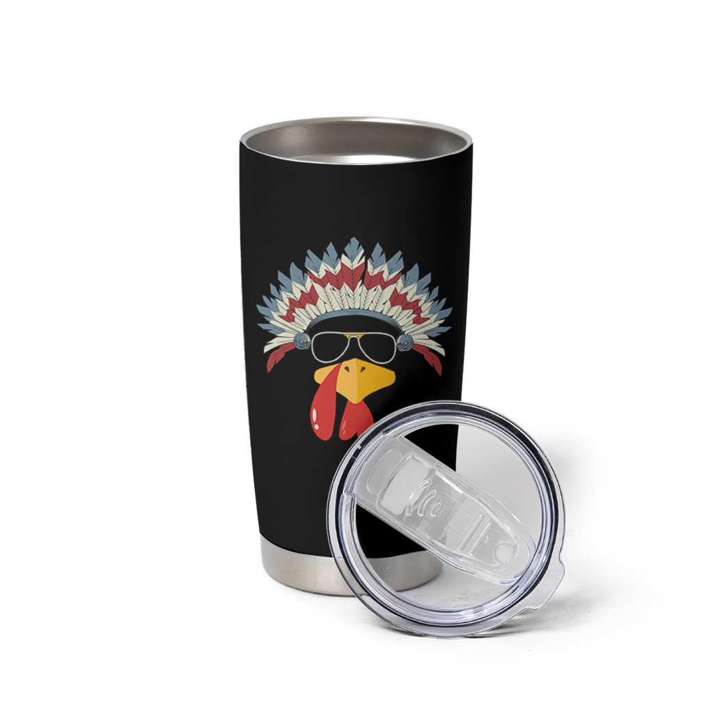 Funny Turkey Face Tumbler Cup Thanksgiving Family Group Native American Costumes - Wonder Print Shop