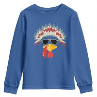 Funny Turkey Face Youth Sweatshirt Thanksgiving Family Group Native American Costumes - Wonder Print Shop