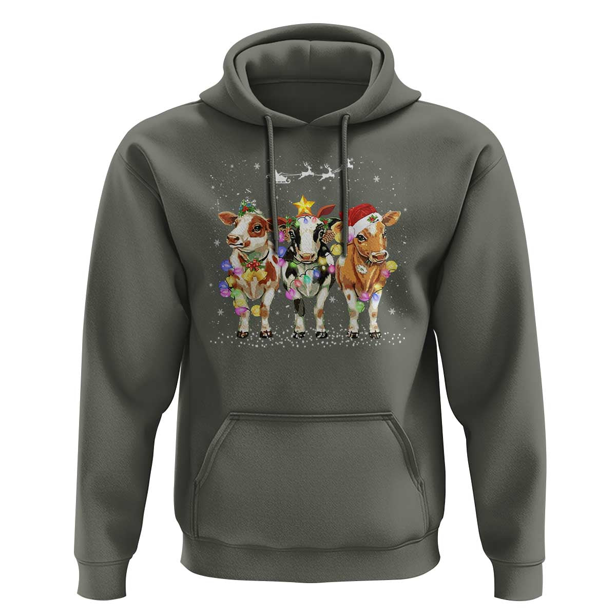 Christmas Cow Hoodie Cow Lover Xmas Gifts
