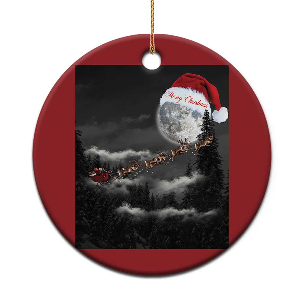 Merry Xmas Christmas Ornament Santa To The Moon - Wonder Print Shop